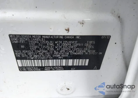 2013 Toyota Rav4 Xle from USA, damaged, VIN 2T3WFREV4DW037104